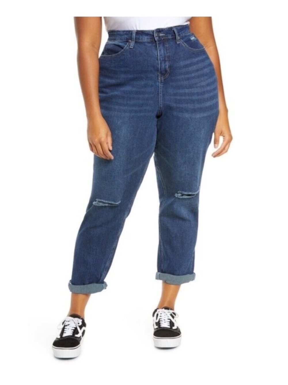 New BP Mom Jeans Distressed Medium Wash Plus Size 16W